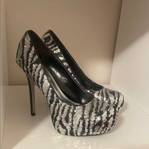 Zebra Sequin High Heels